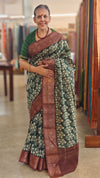 Green and wine chanderi banarasi silk saree