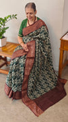 Green and wine chanderi banarasi silk saree