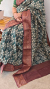 Green and wine chanderi banarasi silk saree