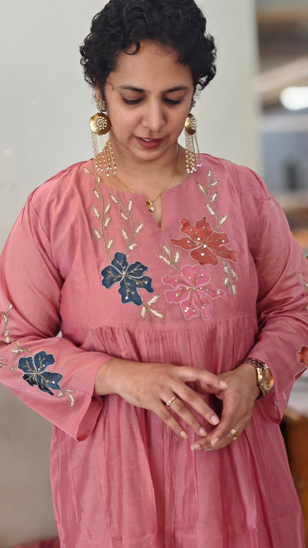 Blush pink chanderi 3 piece set - CB794