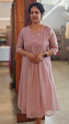 Lilac mul chanderi dress