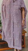 Dusty mauve mul chanderi suit - 8191