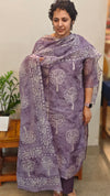 Lavender net kota kurti set - KN05