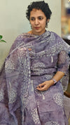 Lavender net kota kurti set - KN05