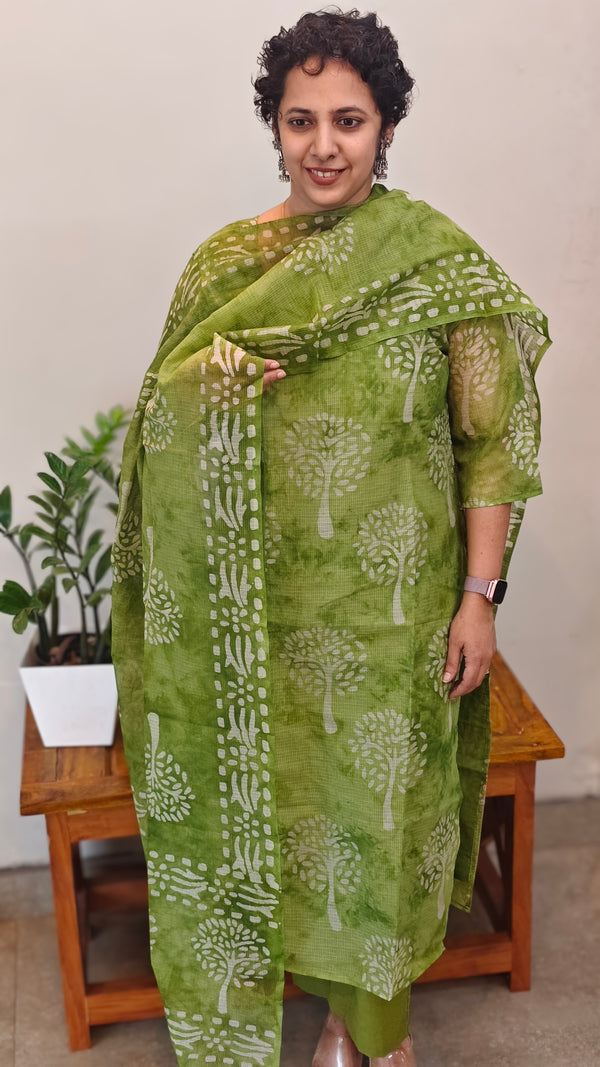 Pear green net kota kurti set - KN05