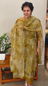 Olive green net kota kurti set - KN05