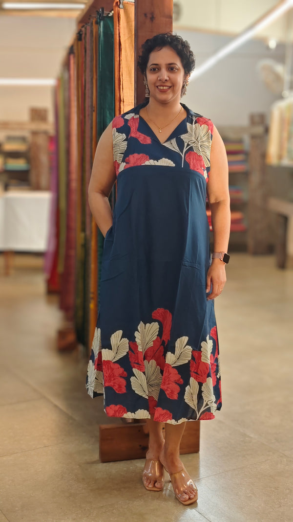 Aegean blue floral printed top