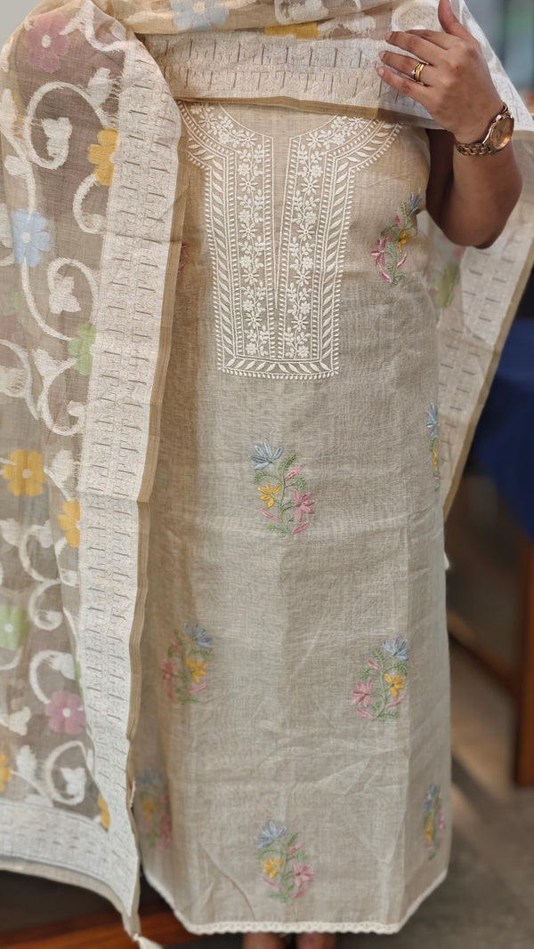 Beige chanderi salwar suit