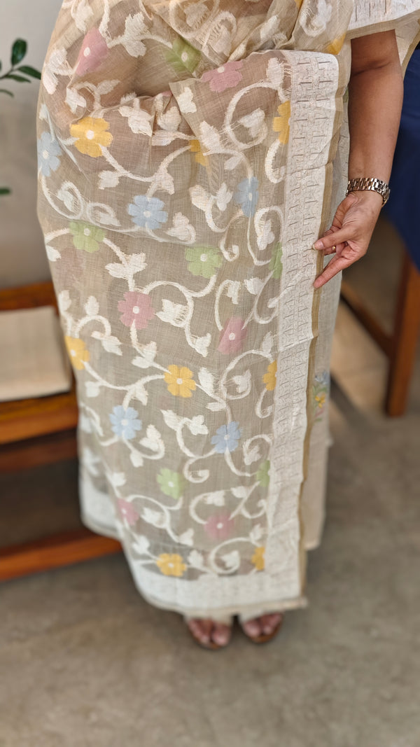 Beige chanderi salwar suit