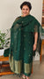 Dark green linen chanderi banarasi suit - 12009