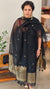 Jet black linen chanderi banarasi suit - 12009