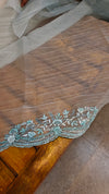 Powder blue crushed organza saree