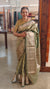 Olive green crushed organza banarasi saree