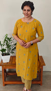 Mustard cotton kurti set
