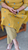 Mustard cotton kurti set