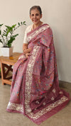 Mauve semi tussar silk saree