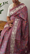 Mauve semi tussar silk saree