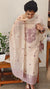 Light beige and lilac linen chanderi jamdani suit - 4982