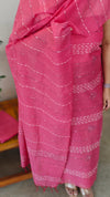 Candy pink semi tussar silk suit