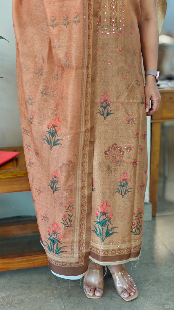 Copper brown semi silk suit
