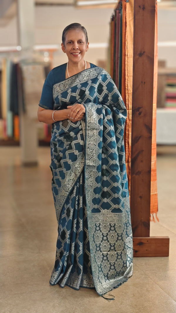 Blue banarasi saree