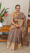 Taupe shade organza silk saree