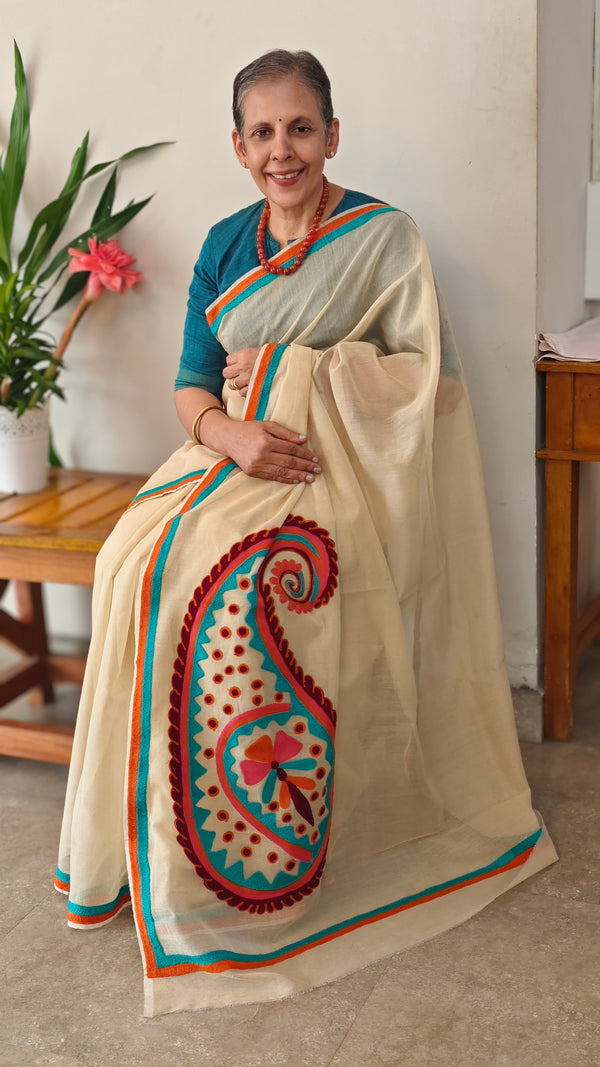 Light beige net kota saree
