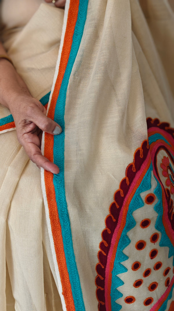 Light beige net kota saree