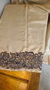 Beige semi silk cutwork saree