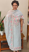 Powder blue net kota suit - 11NC