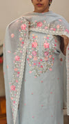 Powder blue net kota suit - 11NC