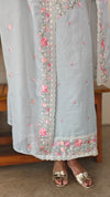 Powder blue net kota suit - 11NC