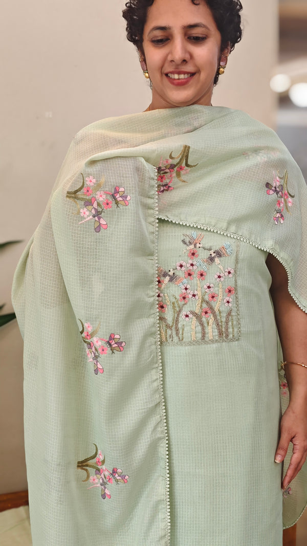 Pista green net kota suit - 11NC