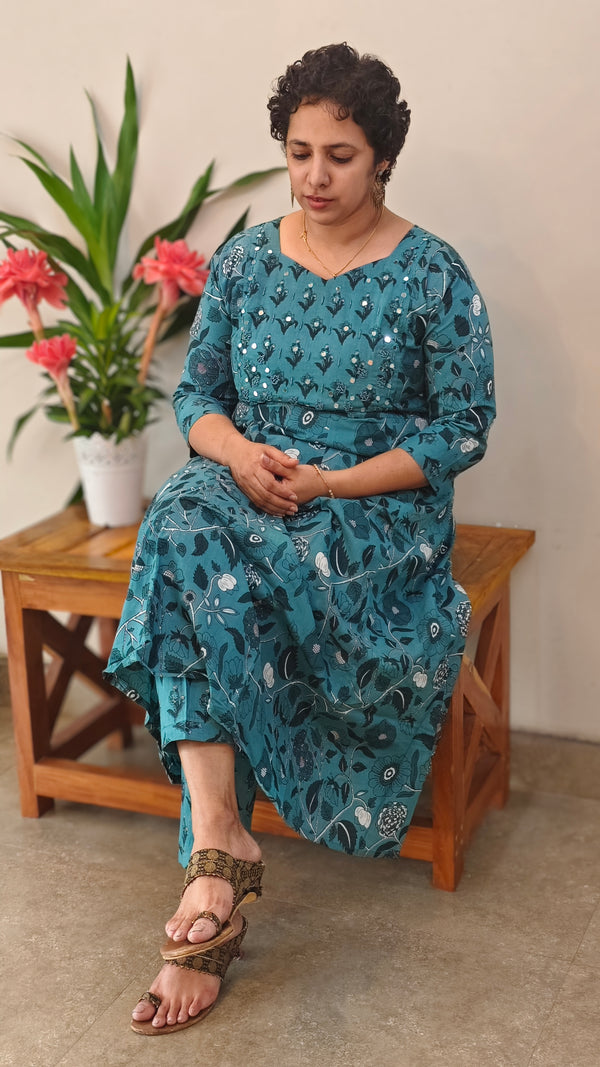 Blue cotton kurti set