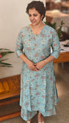 Powder blue printed slub cotton coord set