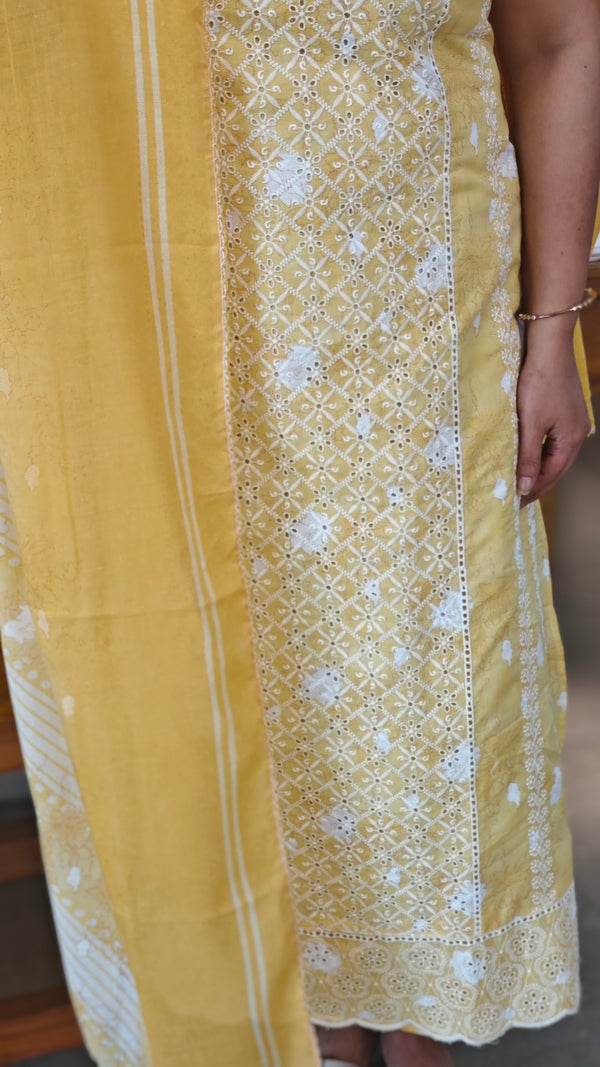 Yellow cotton hakoba suit - 9232 - D1