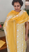 Yellow cotton hakoba suit - 9232 - D1