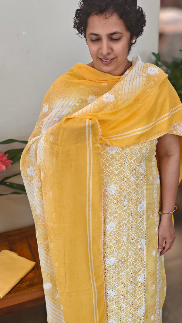 Yellow cotton hakoba suit - 9232 - D1