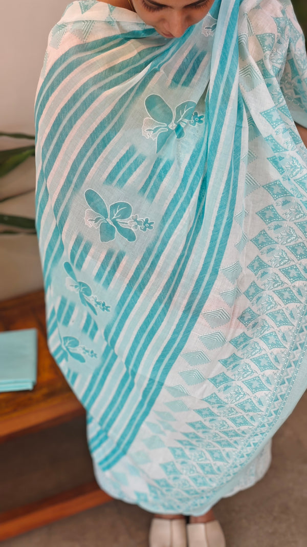 Blue cotton hakoba suit - 9232 - D1