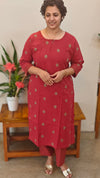 Maroon cotton kurti set