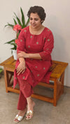 Maroon cotton kurti set