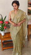 Metallic moss green tissue silk saree - 2M83