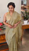 Metallic moss green tissue silk saree - 2M83