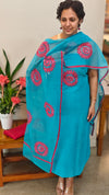 Blue and red net kota suit