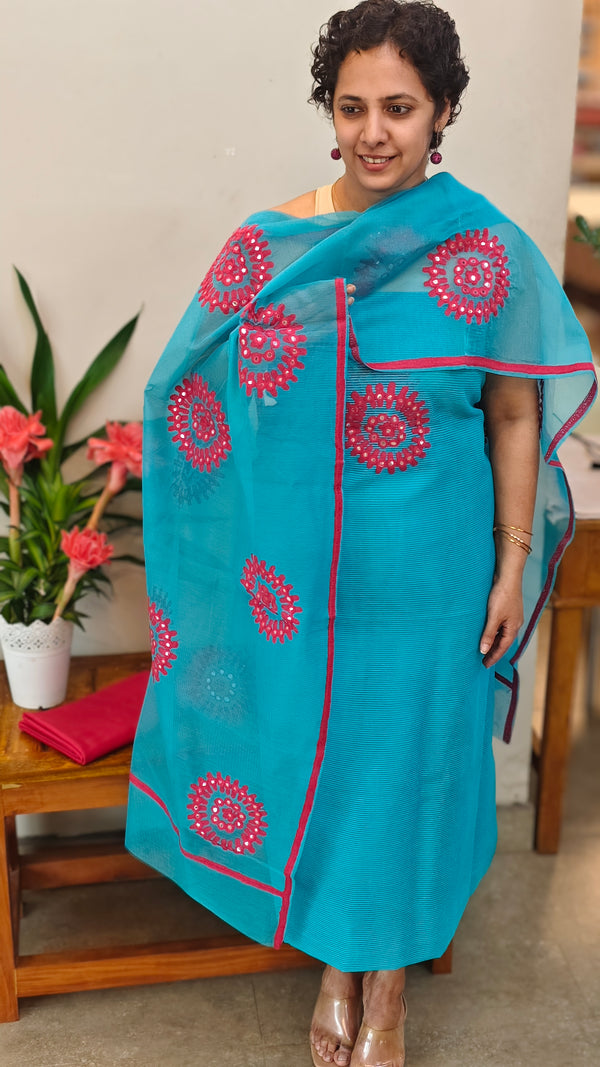 Blue and red net kota suit