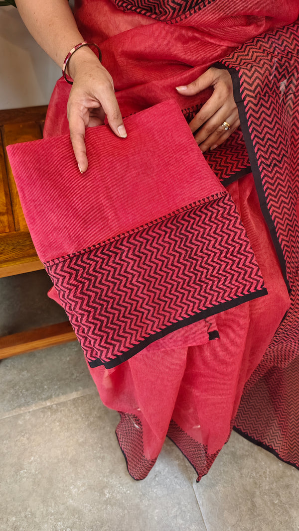 Red net kota saree