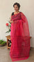 Pinkish red net kota saree