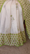 Off white and lime green net kota saree