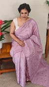 Lilac embroidered net kota saree