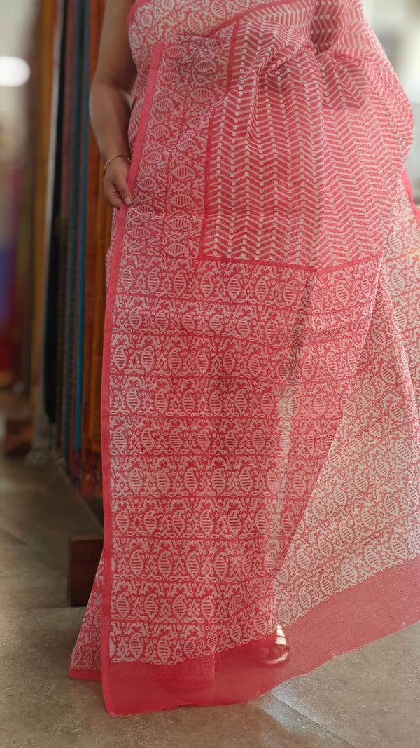 Pink net kota saree